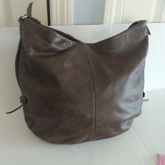 Cole Haan Bethany Weave Single Strap Leather Hobo Bag Chestnut Brown - Picture 4 of 12